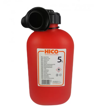 Канистра для топлива HICO пластиковая с лейкой, красная 5 л (ukr31513) фото