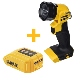 Фонарь светодиодный аккумуляторный + USB адаптер DeWALT DCL040+DCB090 (без АКБ и ЗУ) (DCL040+DCB090) фото