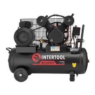 Компрессор 50 л, 3 кВт, 220 В, 10 атм, 500 л/мин, 2 цилиндра INTERTOOL PT-0016 (PT-0016) фото