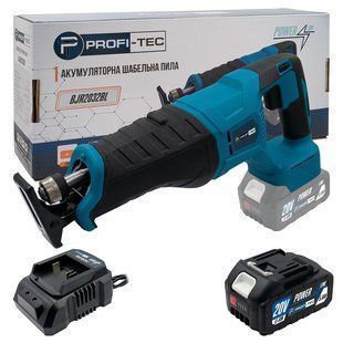 Аккумуляторная сабельная пила для дома PROFI-TEC BJR2032BL 20V Professional (1 х PT2050HE (5.0Ач), зарядное устройство, коробка) (pt6325) фото
