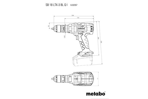 Аккумуляторная ударная дрель-шуруповерт бесщеточный Metabo SB 18 LTX-3 BL Q I (602357840) (без аккумулятора и ЗУ) (602357840) фото