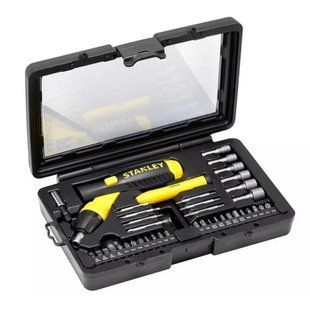 Отверточный держатель Pistol Grip Ratchet с храповым механизмом и набором из тридцати семи бит STANLEY 0-63-038 (0-63-038) фото
