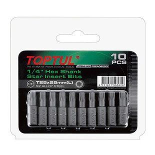 Набір насадок викруткових 1/4" TOPTUL L25мм T40 10од. FSEA0840G (FSEA0840G) фото
