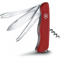 Складной нож Victorinox CHEESE MASTER 111мм/8функ/крас.мат /волн/lock/штоп/вилка (Vx08313.W) фото