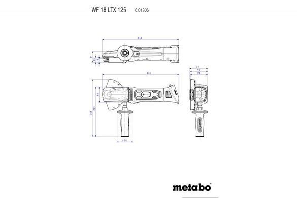 Акумуляторна кутова шліфувальна машина Metabo WF 18 LTX 125 Quick LiHD 5.5 Ач (601306660) фото