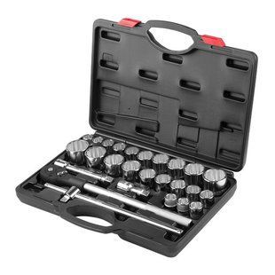 Набір інструментів, проф., 3/4", Cr-V, 26 од., головки: 22-50 мм і 7/8"-2", кейс INTERTOOL ET-6026 (ET-6026) фото