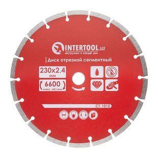 Диск отрезной сегментный алмазный, 230 мм, 22-24%, 6600 об/мин INTERTOOL CT-1010 (CT-1010) фото