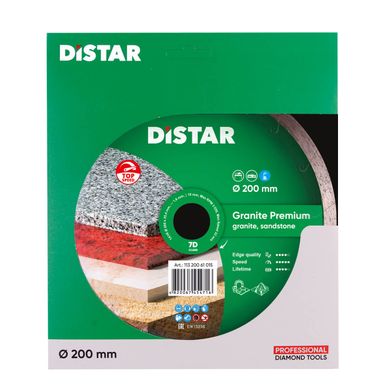 Круг алмазный отрезной DiStar 1A1R 200x1,7x10x25,4 Granite Premium (11320061015) фото