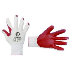 Перчатки рабочие стекольщика (каменщика) красные трикотажные с латексным покрытием  INTERTOOL SP-0004 (SP-0004) фото
