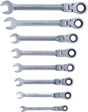 Ключи рожково-накидные трещоточные с шарниром 8шт, CrV Satine Sigma (6010621) фото