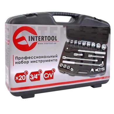 Профессиональный набор инструмента INTERTOOL ET-6023 3/4", 20ед ( гол.19-50мм ) пластиковый кейс (шт.) (ET-6023) фото