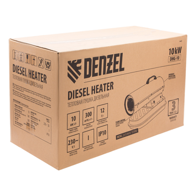 Дизельна теплова гармата DENZEL DHG-10, 10 кВт, 300 м3/год, пряме нагрівання (964813) фото
