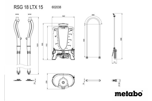 Акумуляторний обприскувач Metabo RSG 18 LTX 15 каркас (без АКБ та ЗП) (602038850) фото