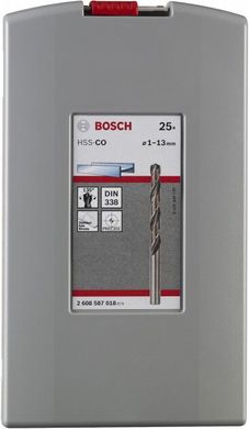 Набір свердел по металу HSS-Co, Bosch X-Pro Box, 25 штук (2608587018) фото