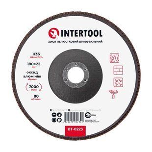Диск шлифовальный лепестковый, 180&times;22 мм, зерно K36, 7000 об/мин INTERTOOL BT-0223 (BT-0223) фото
