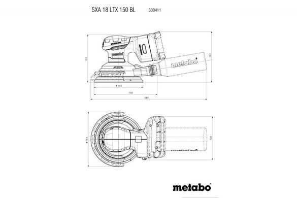 Акумуляторна ексцентрикова шліфмашина Metabo SXA 18 LTX 150 BL каркас MetaBox, 600411840 (600411840) фото