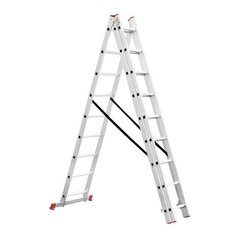 Лестница алюминиевая 3-х секционная универсальная раскладная 3x9 ступ. 5,93 м INTERTOOL LT-0309 (LT-0309) фото