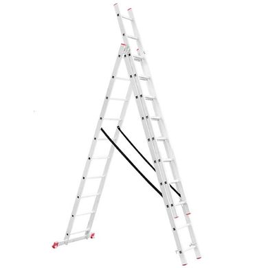 Лестница алюминиевая 3-х секционная универсальная раскладная 3x10 ступ. 6,48 м INTERTOOL LT-0310 (LT-0310) фото