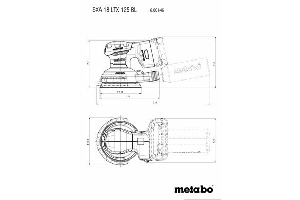 Аккумуляторная эксцентриковая шлифмашина Metabo SXA 18 LTX 125 BL каркас (600146850) фото