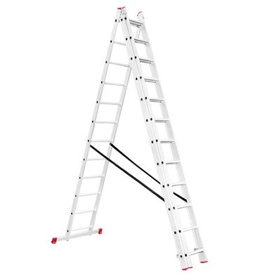 Лестница алюминиевая 3-х секционная универсальная раскладная 3x12 ступ. 7,6 м INTERTOOL LT-0312 (LT-0312) фото