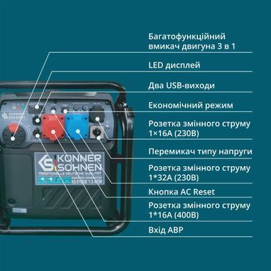 Инверторный генератор Konner&Sohnen KS 8100iE 1/3 ATSR (KS8100iE1/3ATSR) фото