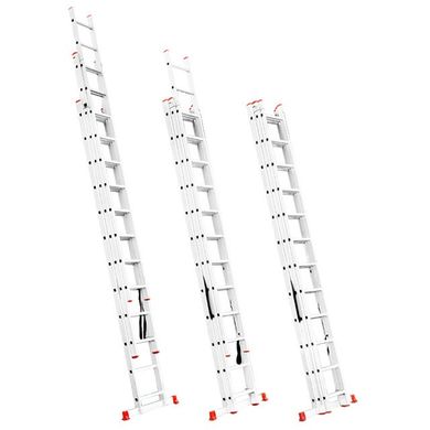 Лестница алюминиевая 3-х секционная универсальная раскладная 3x12 ступ. 7,6 м INTERTOOL LT-0312 (LT-0312) фото
