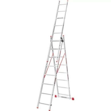 Лестница алюминиевая 3-х секционная Квітка PRO (3х8 ступеней) (110-9308) (110-9308) фото