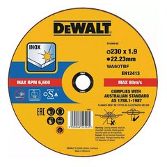 Диск відрізний по нержавіючої сталі Inox 230*1,9*22,2 мм DeWALT DT43909 (DT43909) фото