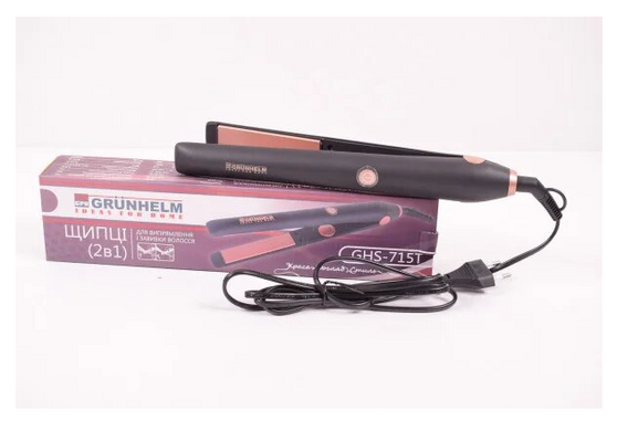 Праску для волосся Grunhelm GHS-715T (чорний) (69462) фото