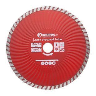 Диск отрезной алмазный Turbo, 180 мм, 22-24%, 8600 об/мин INTERTOOL CT-2009 (CT-2009) фото