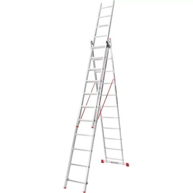 Лестница алюминиевая 3-х секционная Квітка PRO (3х11 ступеней) (110-9311) (110-9311) фото