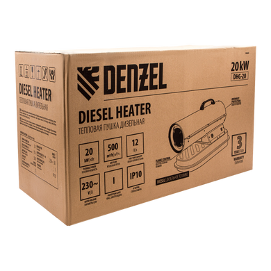 Дизельная тепловая пушка DENZEL DHG-20, 20 кВт, 500 м3/ч, прямой нагрев (964823) фото
