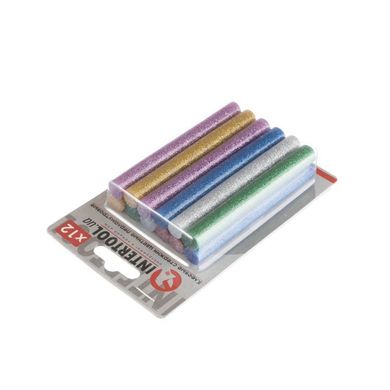 Комплект кольорових перламутрових клейових стрижнів 11,2мм * 100мм, 12шт INTERTOOL RT-1029 (RT-1029) фото