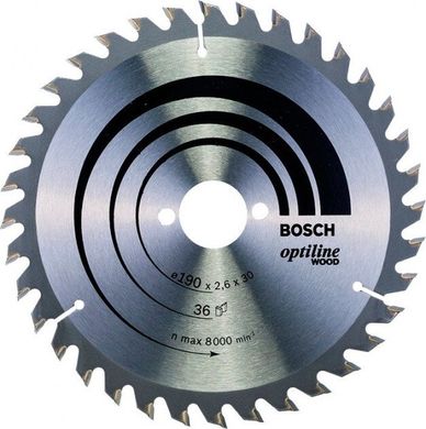 Пильний диск по дереву Bosch Optiline Wood 190 * 2,6 * 30 мм (2608640616) фото