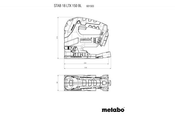 Акумуляторний лобзик Metabo STAB 18 LTX 150 BL Каркас MetaBox, 601503840 (601503840) фото