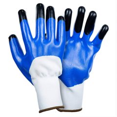 Перчатки трикотажные с частичным нитриловым покрытием усиленные пальцы р9  (9443631) фото