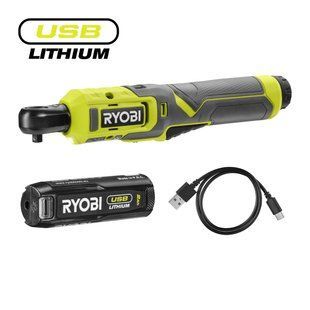 Аккумуляторная трещотка Ryobi USB Lithium RR14W4-120G 4В 1/4" 8 Нм (1 АКБ 2 Ач + USB-C кабель) (5133006255) фото