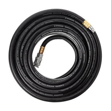 Шланг гумовий повітряний армований 20 м з швидкороз'ємними сполуками INTERTOOL PT-тисячі сімсот тридцять два (PT-1732) фото