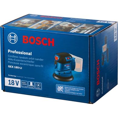 Аккумуляторная эксцентриковая шлифмашина Bosch Professional GEX 185-LI Solo (06013A5020) фото