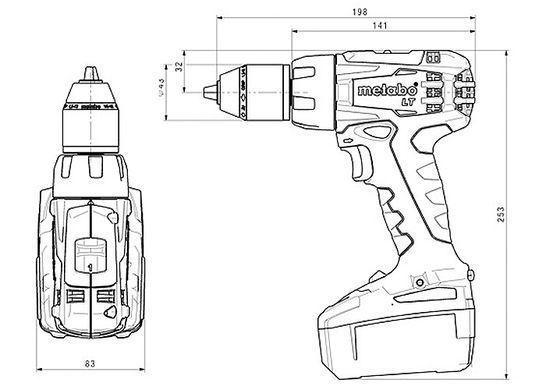 Акумуляторний шуруповерт щітковий Metabo BS 18 LT Каркас MetaBox (602102840) (602102840) фото