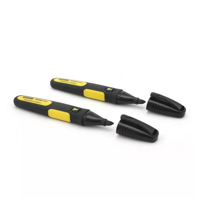 Набір з двох плоских маркерів FatMax® з плоским наконечником і стійкими чорним чорнилом STANLEY 0-47-314 (0-47-314) фото