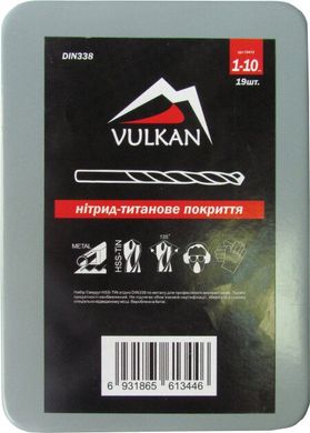 Набір свердел Vulkan по металу 19 од 1-10 мм (ukr15415) фото