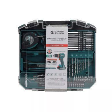 Акумуляторний шуруповерт Konner&Sohnen KS ID20V-60 KIT 74 PLUS з набором інструментів (2 АКБ 2 А&middot;год) (KSID20V-60KIT74PLUS) фото