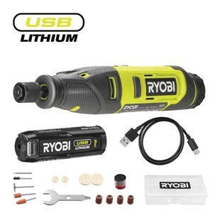 Аккумуляторный гравер Ryobi USB Lithium RRT4-120GA15 4В с 15 аксессуарами (АКБ 2.0 Ач) (5133005634) фото