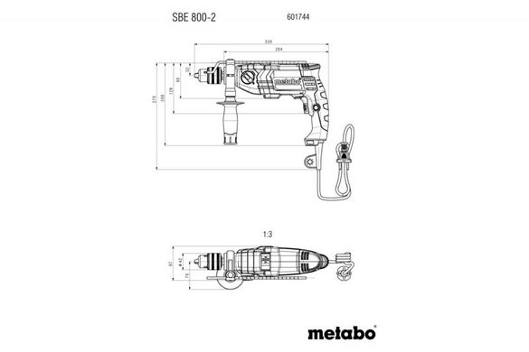Ударний дриль Metabo SBE 800 Кейс, 601744500 (601744500) фото