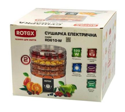 Сушарка електрична для овочів та фруктів Rotex RD540-W (RD540-W) фото