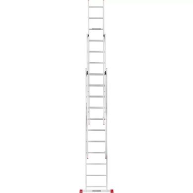 Лестница алюминиевая 3-х секционная Квітка PRO (3х12 ступеней) (110-9312) (110-9312) фото