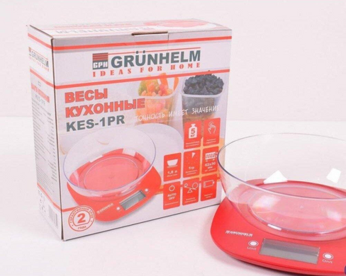 Ваги кухонні Grunhelm KES-1PR (червоні) (101954) фото