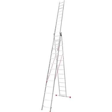 Лестница алюминиевая 3-х секционная Квітка PRO (3х14 ступеней) (110-9814) (110-9814) фото
