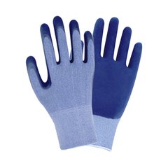 Перчатки трикотажные с частичным латексным покрытием кринкл р10 (синие манжет) (9445501) фото